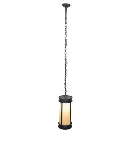 Meyda Lighting Wyant 9" Golden Bronze Pendant Light With Beige Botticino Idalight Shade