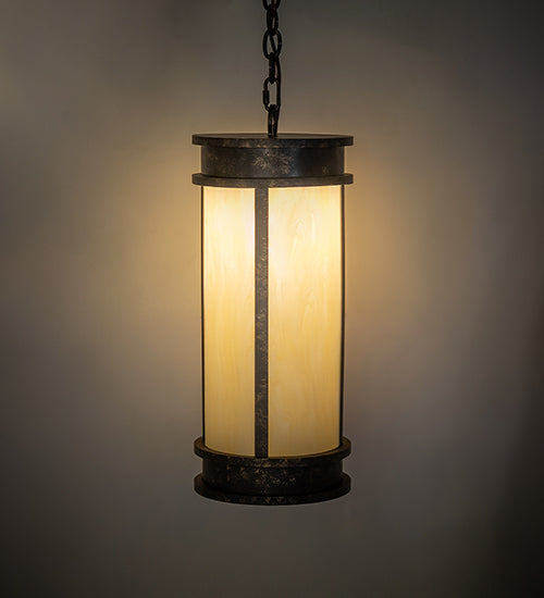 Meyda Lighting Wyant 9" Golden Bronze Pendant Light With Beige Botticino Idalight Shade