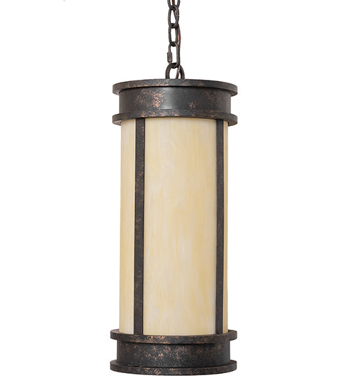 Meyda Lighting Wyant 9" Golden Bronze Pendant Light With Beige Botticino Idalight Shade