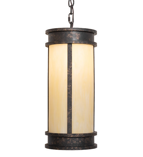 Meyda Lighting Wyant 9" Golden Bronze Pendant Light With Beige Botticino Idalight Shade