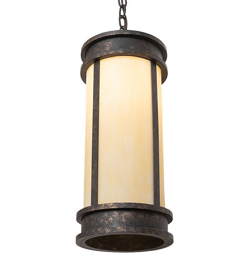 Meyda Lighting Wyant 9" Golden Bronze Pendant Light With Beige Botticino Idalight Shade