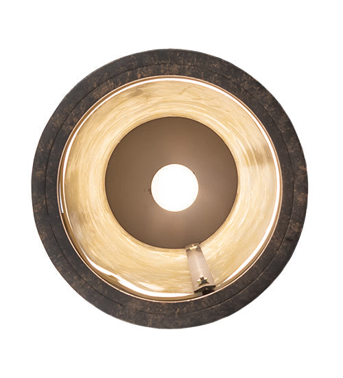 Meyda Lighting Wyant 9" Golden Bronze Pendant Light With Beige Botticino Idalight Shade