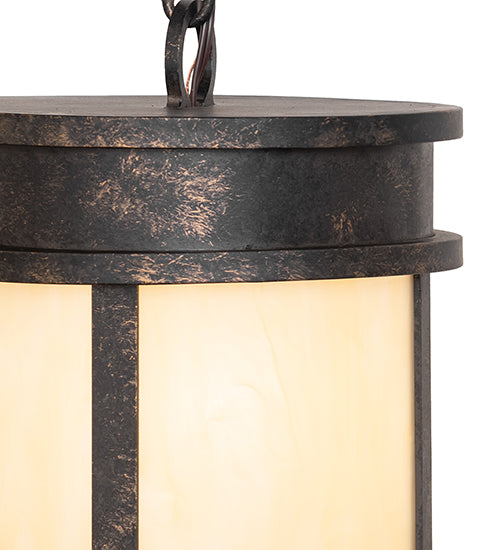 Meyda Lighting Wyant 9" Golden Bronze Pendant Light With Beige Botticino Idalight Shade