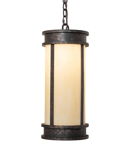 Meyda Lighting Wyant 9" Golden Bronze Pendant Light With Beige Botticino Idalight Shade