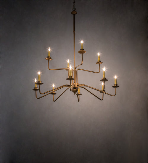 Meyda Lighting Yanis 42" 12-Light 2-Tier Gold Metallic Chandelier With Ivory Faux Candlelight