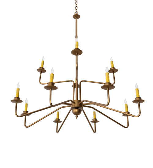 Meyda Lighting Yanis 42" 12-Light 2-Tier Gold Metallic Chandelier With Ivory Faux Candlelight