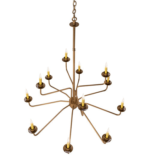 Meyda Lighting Yanis 42" 12-Light 2-Tier Gold Metallic Chandelier With Ivory Faux Candlelight