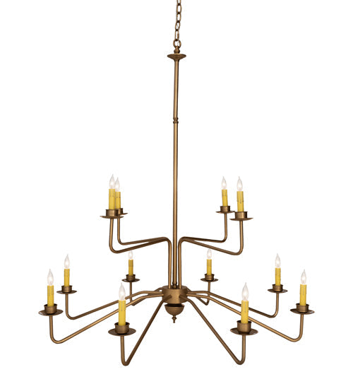 Meyda Lighting Yanis 42" 12-Light 2-Tier Gold Metallic Chandelier With Ivory Faux Candlelight