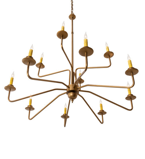 Meyda Lighting Yanis 42" 12-Light 2-Tier Gold Metallic Chandelier With Ivory Faux Candlelight