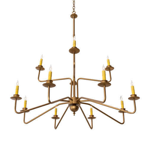 Meyda Lighting Yanis 42" 12-Light 2-Tier Gold Metallic Chandelier With Ivory Faux Candlelight