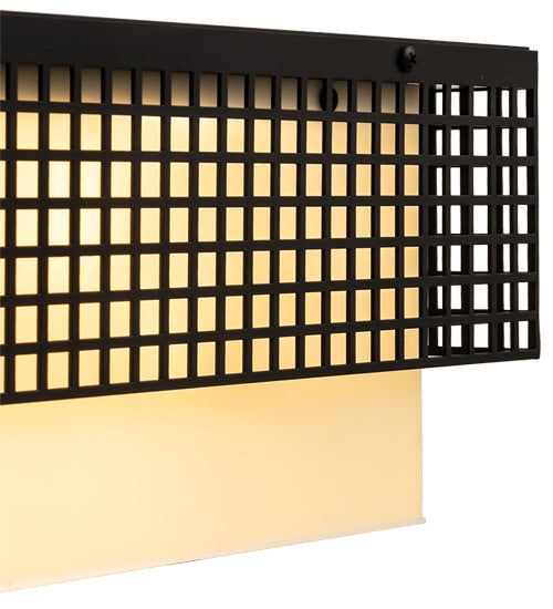 Meyda Lighting Yardhouse 24" 2-Light Flat Black Flush Mount Light With Beige & White Shade
