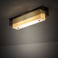 Meyda Lighting Yardhouse 24" 2-Light Flat Black Flush Mount Light With Beige & White Shade
