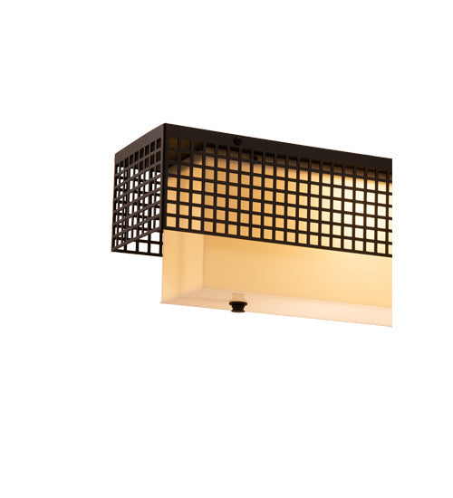 Meyda Lighting Yardhouse 24" 2-Light Flat Black Flush Mount Light With Beige & White Shade