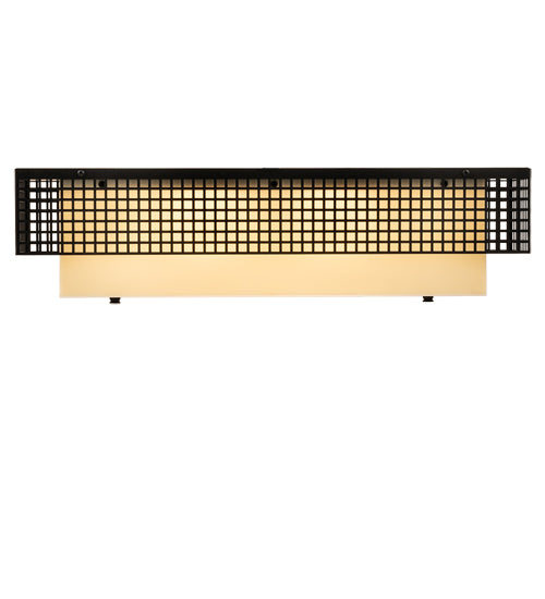 Meyda Lighting Yardhouse 24" 2-Light Flat Black Flush Mount Light With Beige & White Shade