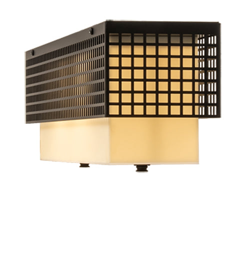 Meyda Lighting Yardhouse 24" 2-Light Flat Black Flush Mount Light With Beige & White Shade