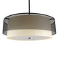 Meyda Lighting Yardhouse 36" 6-Light Flat Black Pendant Light With Beige & White Shade