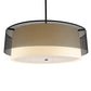 Meyda Lighting Yardhouse 36" 6-Light Flat Black Pendant Light With Beige & White Shade