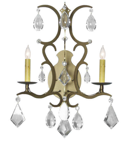 Meyda Lighting Yolanda 16" 2-Light Black Hills Gold Wall Sconce With Faux Candlelight