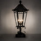 Meyda Lighting Yorkshire 14" 3-Light Solar Black Outdoor Lantern Post Mount Light With Clear Shade Glass