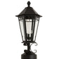 Meyda Lighting Yorkshire 14" 3-Light Solar Black Outdoor Lantern Post Mount Light With Clear Shade Glass