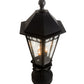 Meyda Lighting Yorkshire 14" 3-Light Solar Black Outdoor Lantern Post Mount Light With Clear Shade Glass