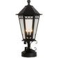 Meyda Lighting Yorkshire 14" 3-Light Solar Black Outdoor Lantern Post Mount Light With Clear Shade Glass