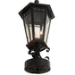 Meyda Lighting Yorkshire 14" 3-Light Solar Black Outdoor Lantern Post Mount Light With Clear Shade Glass
