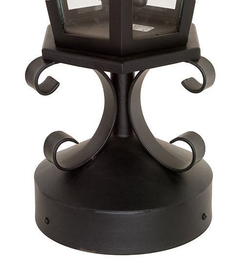 Meyda Lighting Yorkshire 14" 3-Light Solar Black Outdoor Lantern Post Mount Light With Clear Shade Glass