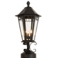 Meyda Lighting Yorkshire 14" 3-Light Solar Black Outdoor Lantern Post Mount Light With Clear Shade Glass