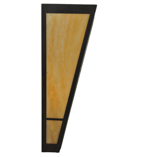 Meyda Lighting Yosemite 12" Craftsman Brown Wall Sconce With Beige Art Shade Glass