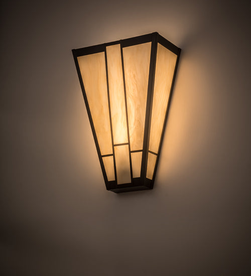 Meyda Lighting Yosemite 12" Craftsman Brown Wall Sconce With Beige Sahara Taupe Idalight Shade Glass
