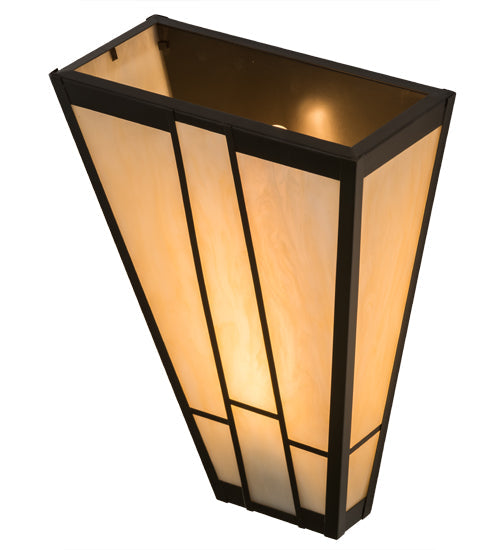Meyda Lighting Yosemite 12" Craftsman Brown Wall Sconce With Beige Sahara Taupe Idalight Shade Glass