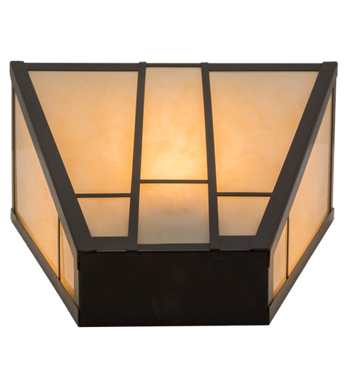 Meyda Lighting Yosemite 12" Craftsman Brown Wall Sconce With Beige Sahara Taupe Idalight Shade Glass