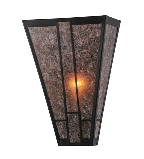 Meyda Lighting Yosemite 12" Craftsman Brown Wall Sconce With Silver Mica Shade Glass