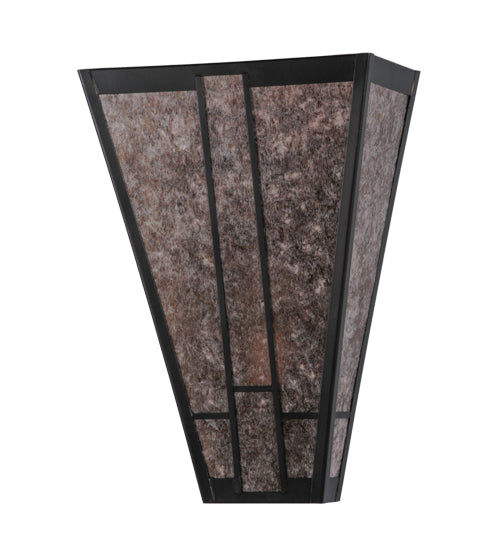 Meyda Lighting Yosemite 12" Craftsman Brown Wall Sconce With Silver Mica Shade Glass