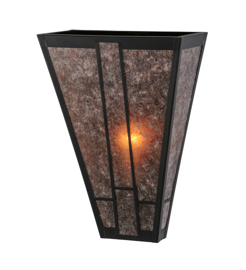 Meyda Lighting Yosemite 12" Craftsman Brown Wall Sconce With Silver Mica Shade Glass