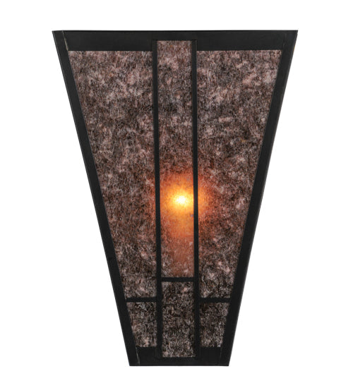 Meyda Lighting Yosemite 12" Craftsman Brown Wall Sconce With Silver Mica Shade Glass