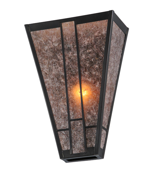 Meyda Lighting Yosemite 12" Craftsman Brown Wall Sconce With Silver Mica Shade Glass