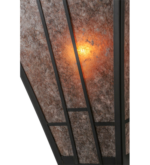 Meyda Lighting Yosemite 12" Craftsman Brown Wall Sconce With Silver Mica Shade Glass