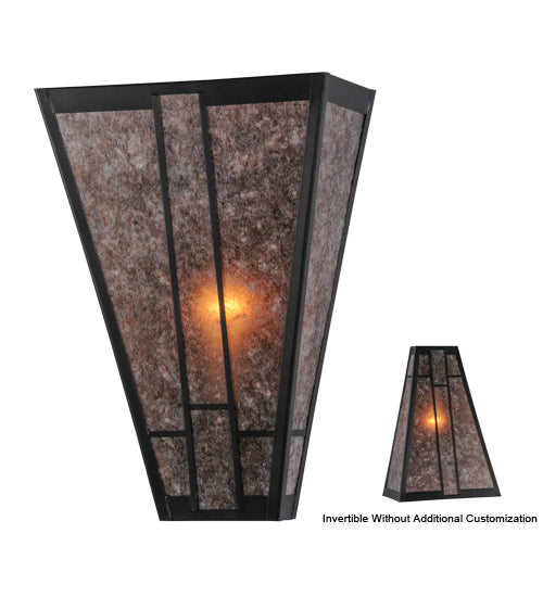 Meyda Lighting Yosemite 12" Craftsman Brown Wall Sconce With Silver Mica Shade Glass