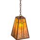 Meyda Lighting Yosemite 12" Rust Mini Pendant Light With Amber Mica Shade Glass
