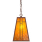 Meyda Lighting Yosemite 12" Rust Mini Pendant Light With Amber Mica Shade Glass