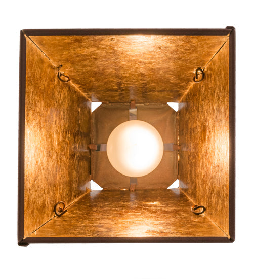 Meyda Lighting Yosemite 12" Rust Mini Pendant Light With Amber Mica Shade Glass