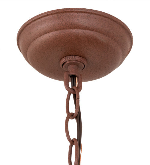Meyda Lighting Yosemite 12" Rust Mini Pendant Light With Amber Mica Shade Glass