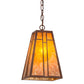 Meyda Lighting Yosemite 12" Rust Mini Pendant Light With Amber Mica Shade Glass