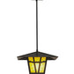 Meyda Lighting Yosemite 24" Timeless Bronze Pendant Light With Beige Art Shade Glass