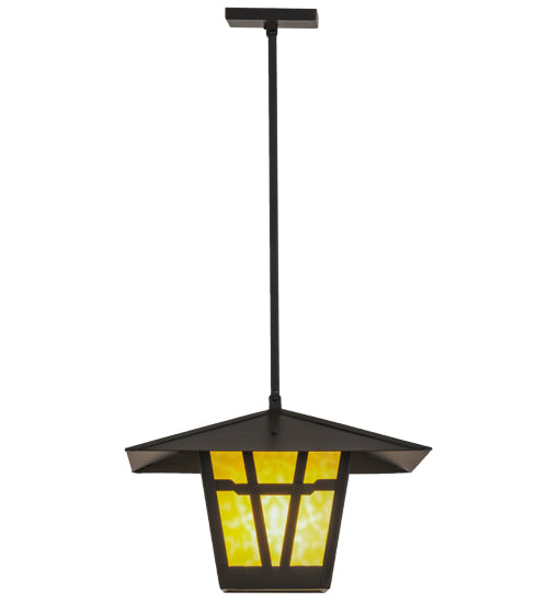 Meyda Lighting Yosemite 24" Timeless Bronze Pendant Light With Beige Art Shade Glass