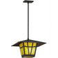 Meyda Lighting Yosemite 24" Timeless Bronze Pendant Light With Beige Art Shade Glass