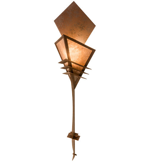 Meyda Lighting Zaira 16" Rusty Nail Wall Sconce With Silver Mica Shade Glass