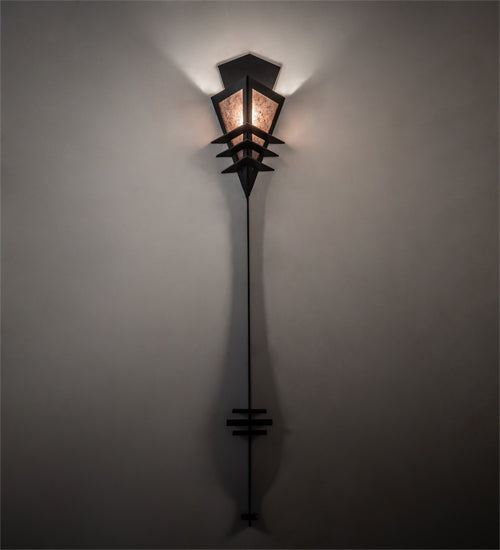 Meyda Lighting Zaira 7" Blackwash Wall Sconce With Silver Mica Shade Glass